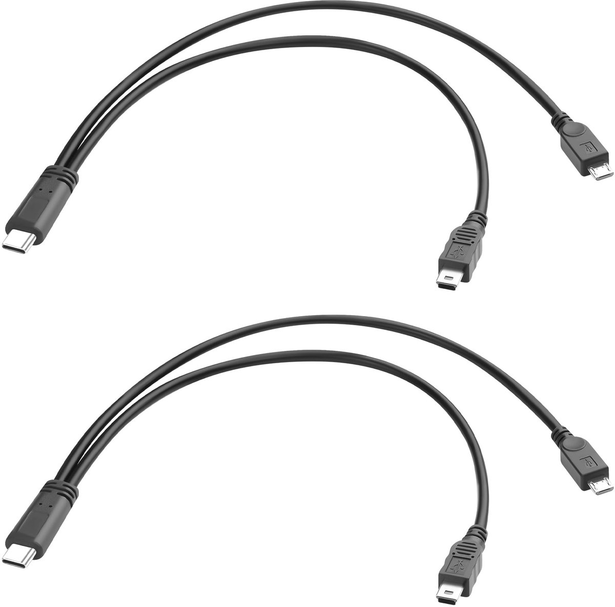 Dailygoods - Innovra - Dailygoods - Korte USB C naar Micro & Mini Oplaadkabels Set