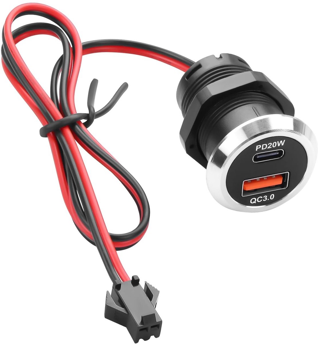 Dailygoods - JST SM 2P naar USB en USB-C Vaste Mount Oplaad Connector Kabel