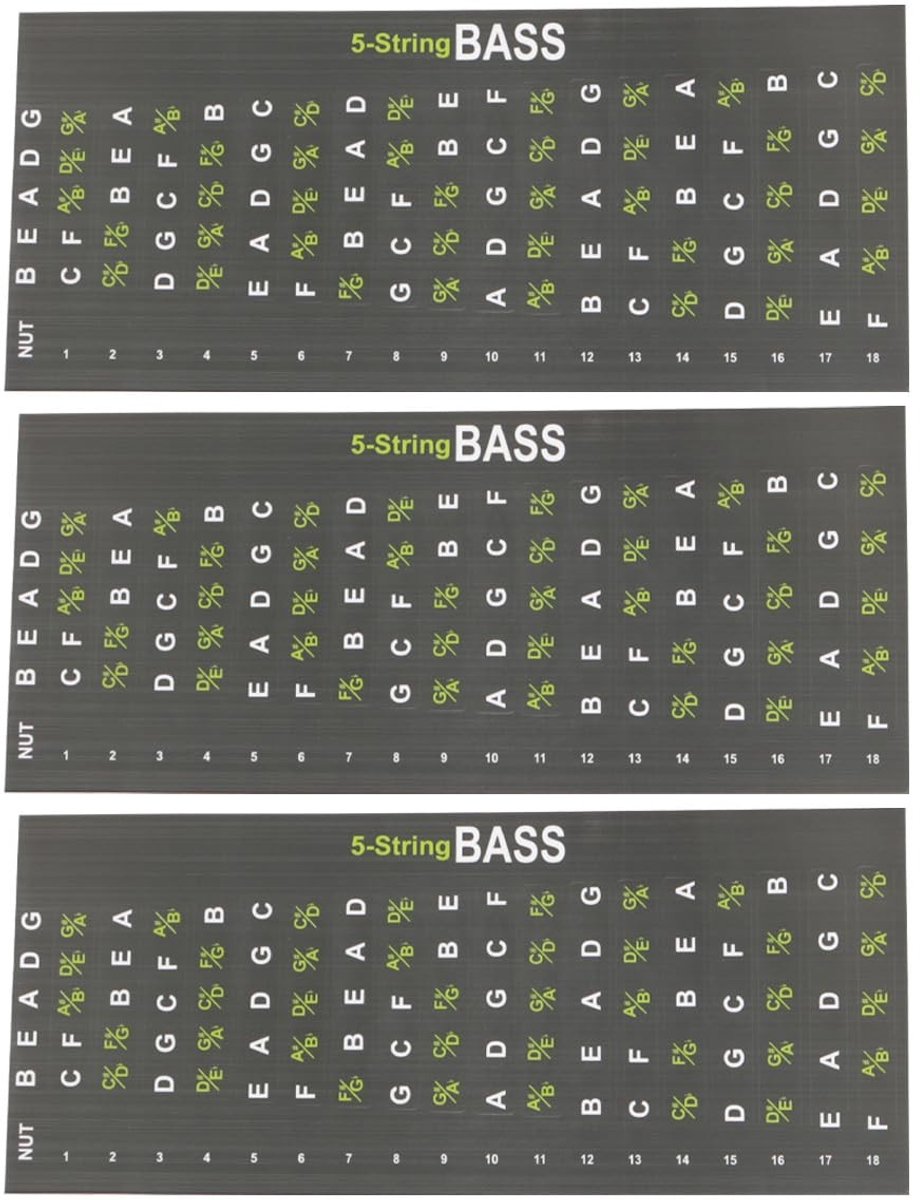 Dailygoods - Basgitaar Toetsstickers voor 5 Snaren, 3 Stuks