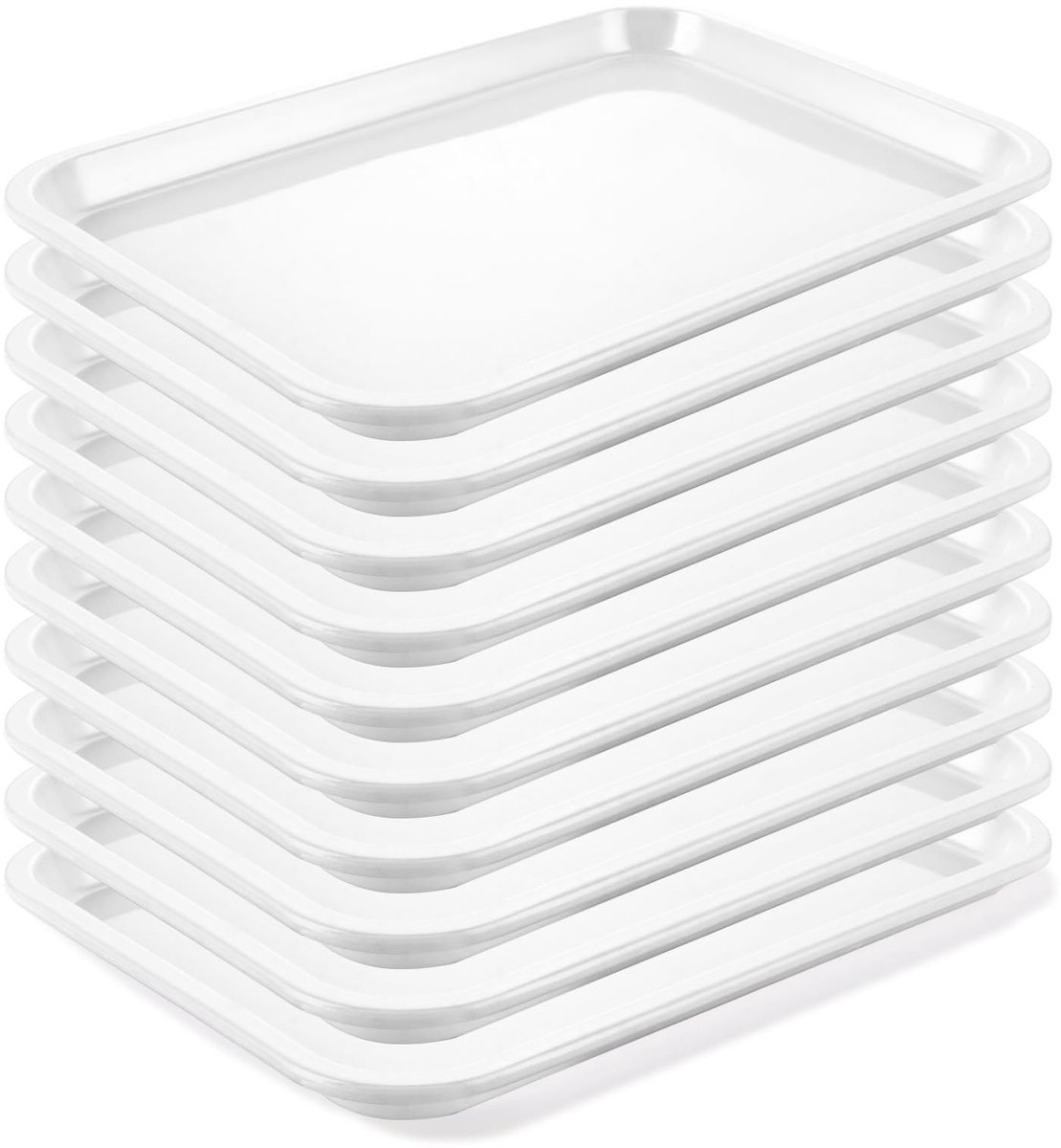 Dailygoods - Set van 10 Melamine Dienbladen, Wit, Klein voor Diverse Toepassingen