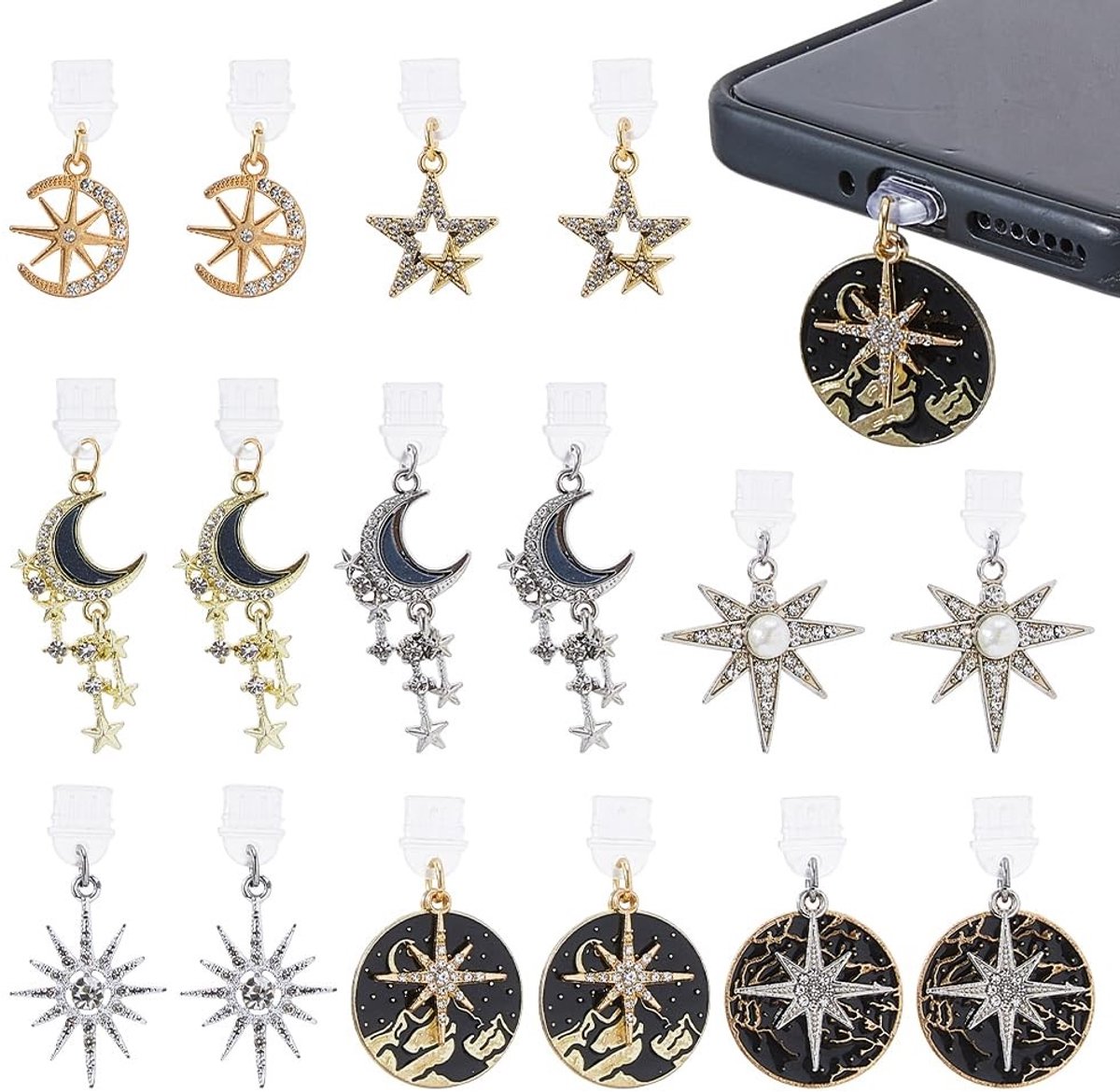 Dailygoods - 16 Stuks Charms voor Oplaadaansluiting USB Type C