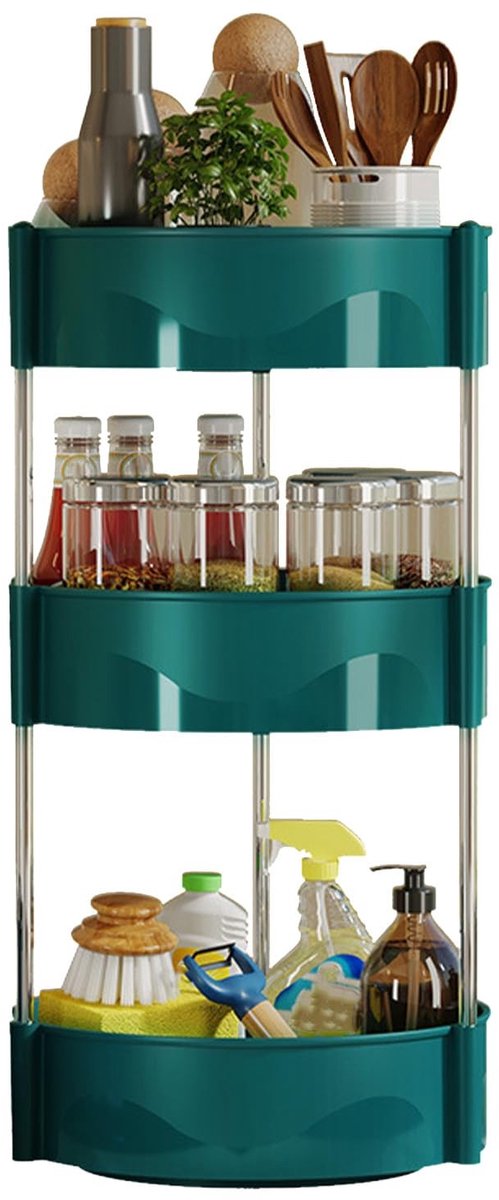 Dailygoods - Roterend Kruidenrek 3 Laags voor Keuken en Kast