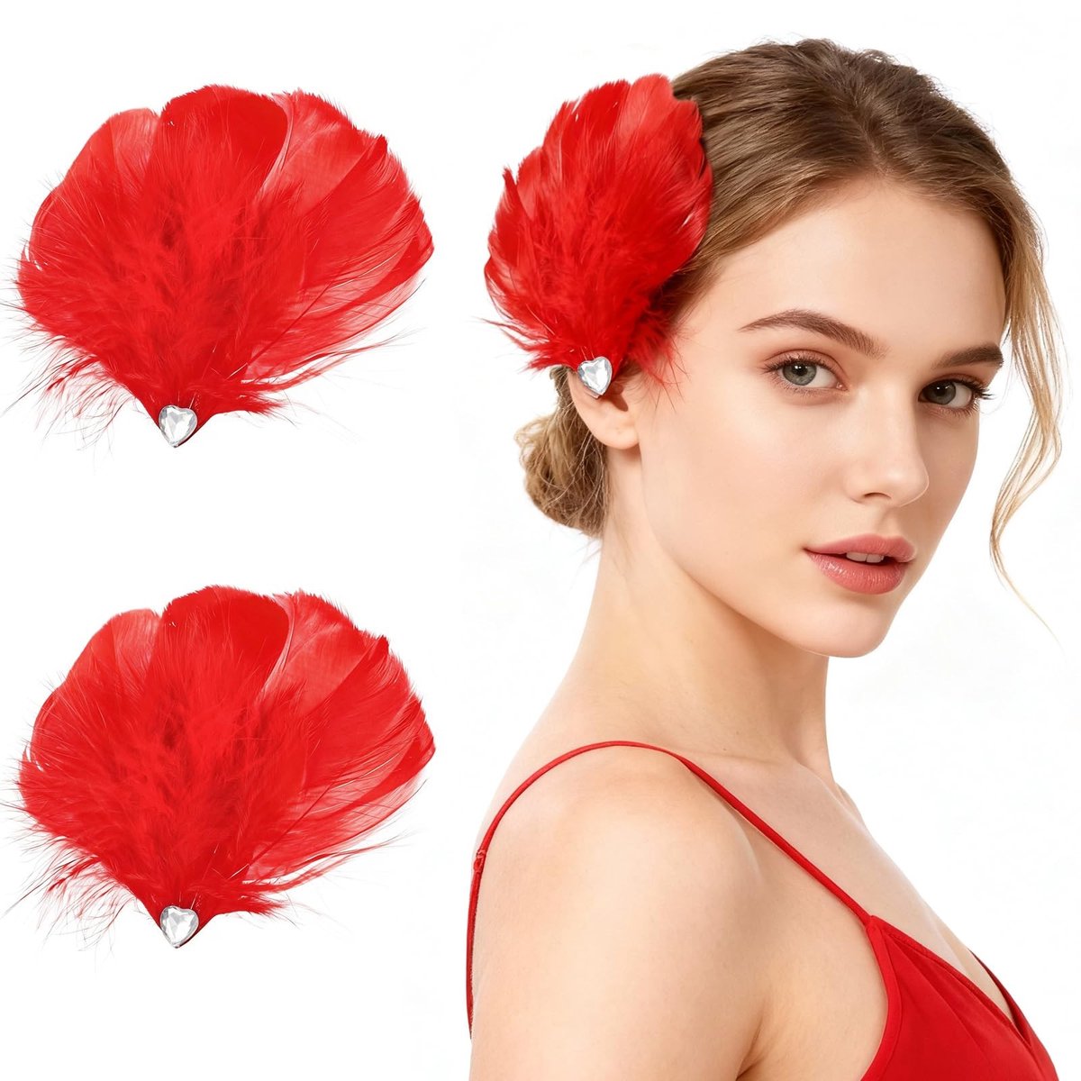 Dailygoods - 2 Stuks Vintage Veren Haarclips voor Meisjes en Vrouwen