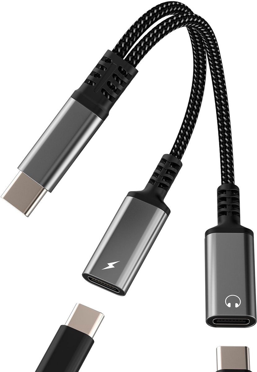 Dailygoods - 2-in-1 USB-C Adapter voor Opladen en Audio
