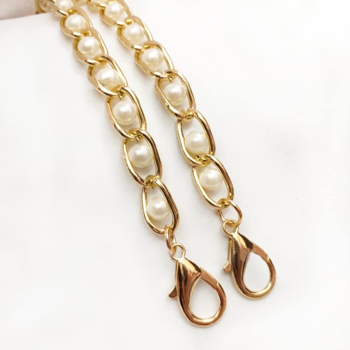 Dailygoods - Innovra - Dailygoods - Gouden Metalen Parelketting voor Handtassen en Schoudertassen