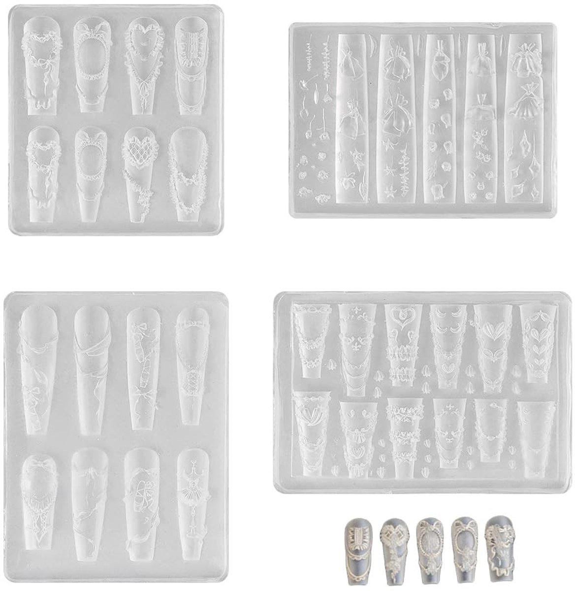 Dailygoods - Set van 4 Siliconen Nagelvormen voor Nagelkunst en Manicure
