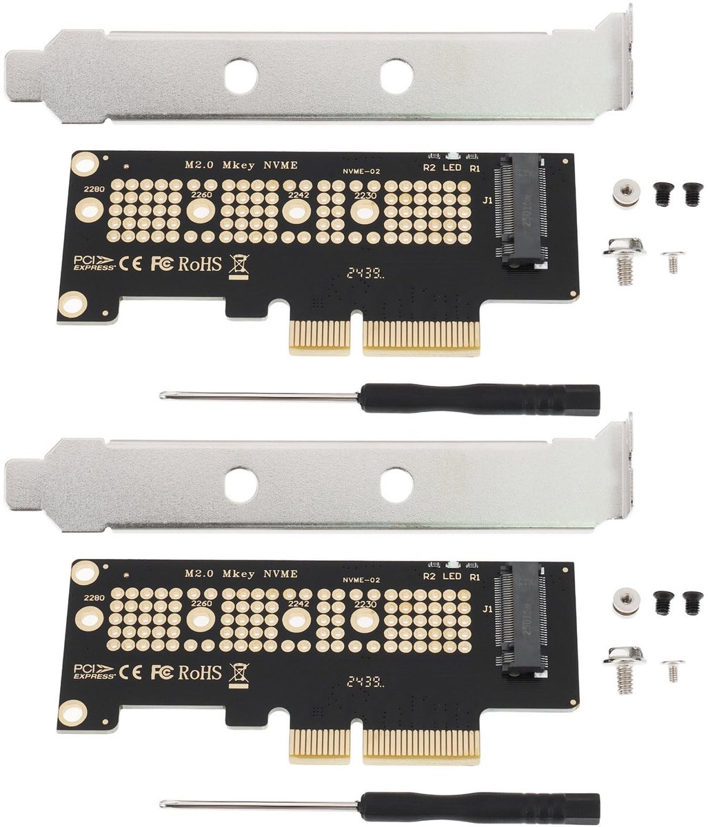 Dailygoods - 2 Stuks M.2 NVMe SSD naar PCI-E 4.0 X4 Adapter voor Diverse SSD's