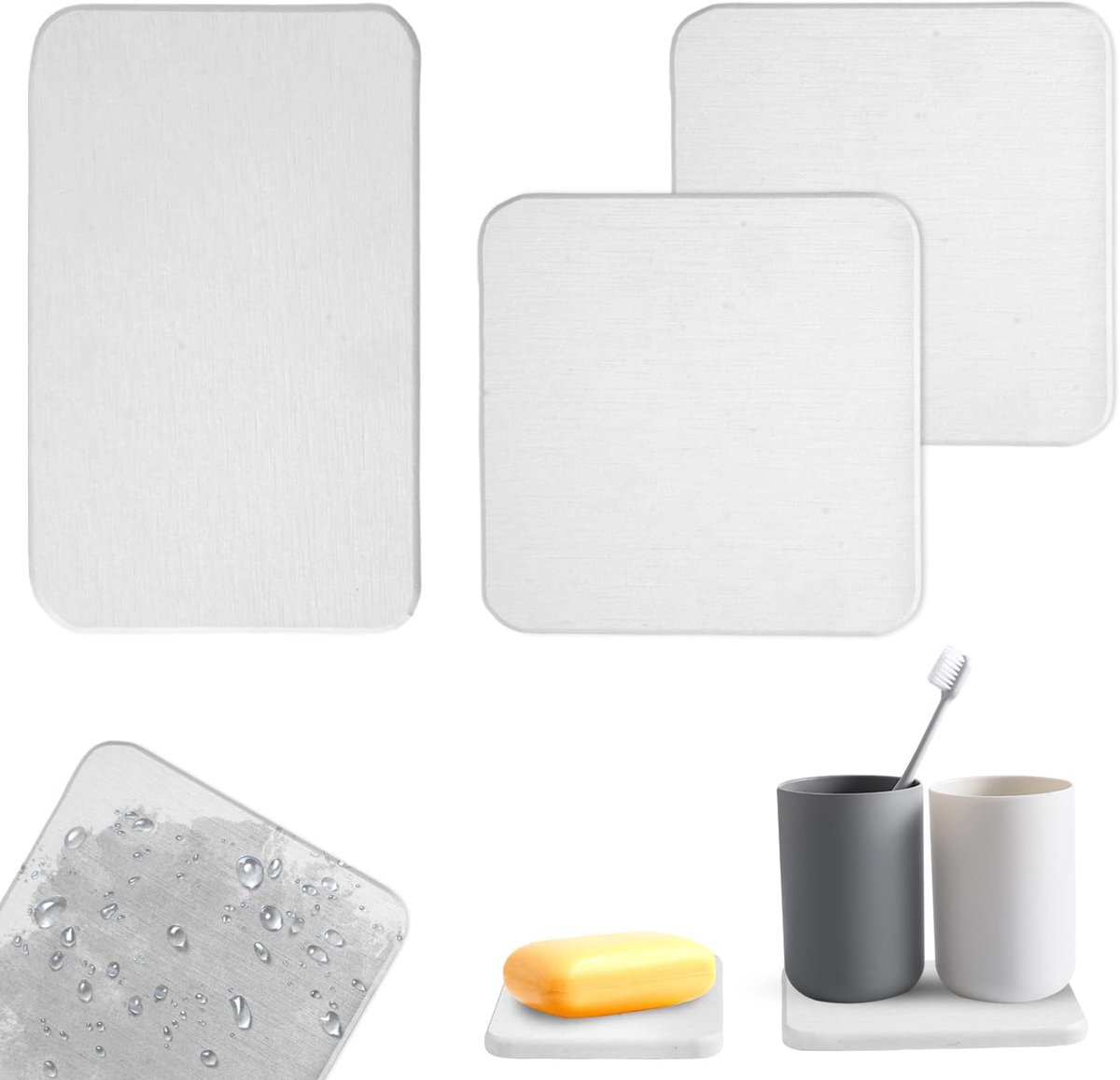 Dailygoods - Set van 3 Waterabsorberende Diatomiet Onderzetters