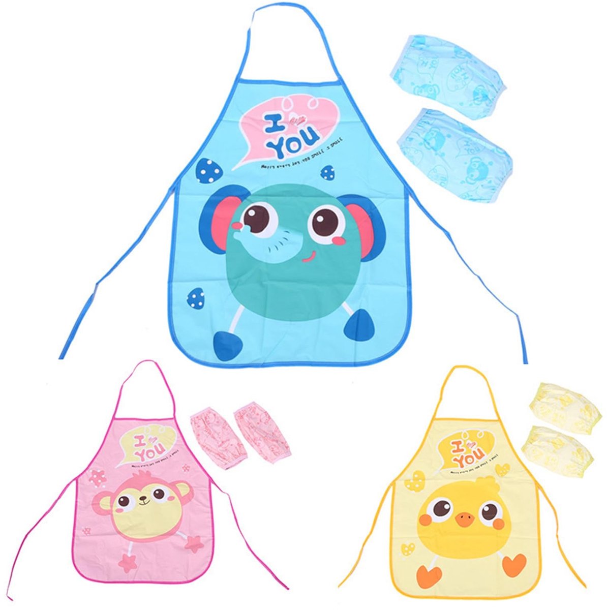 Dailygoods - Wasbaar Keukenschort voor Kinderen, 3-Delig Set