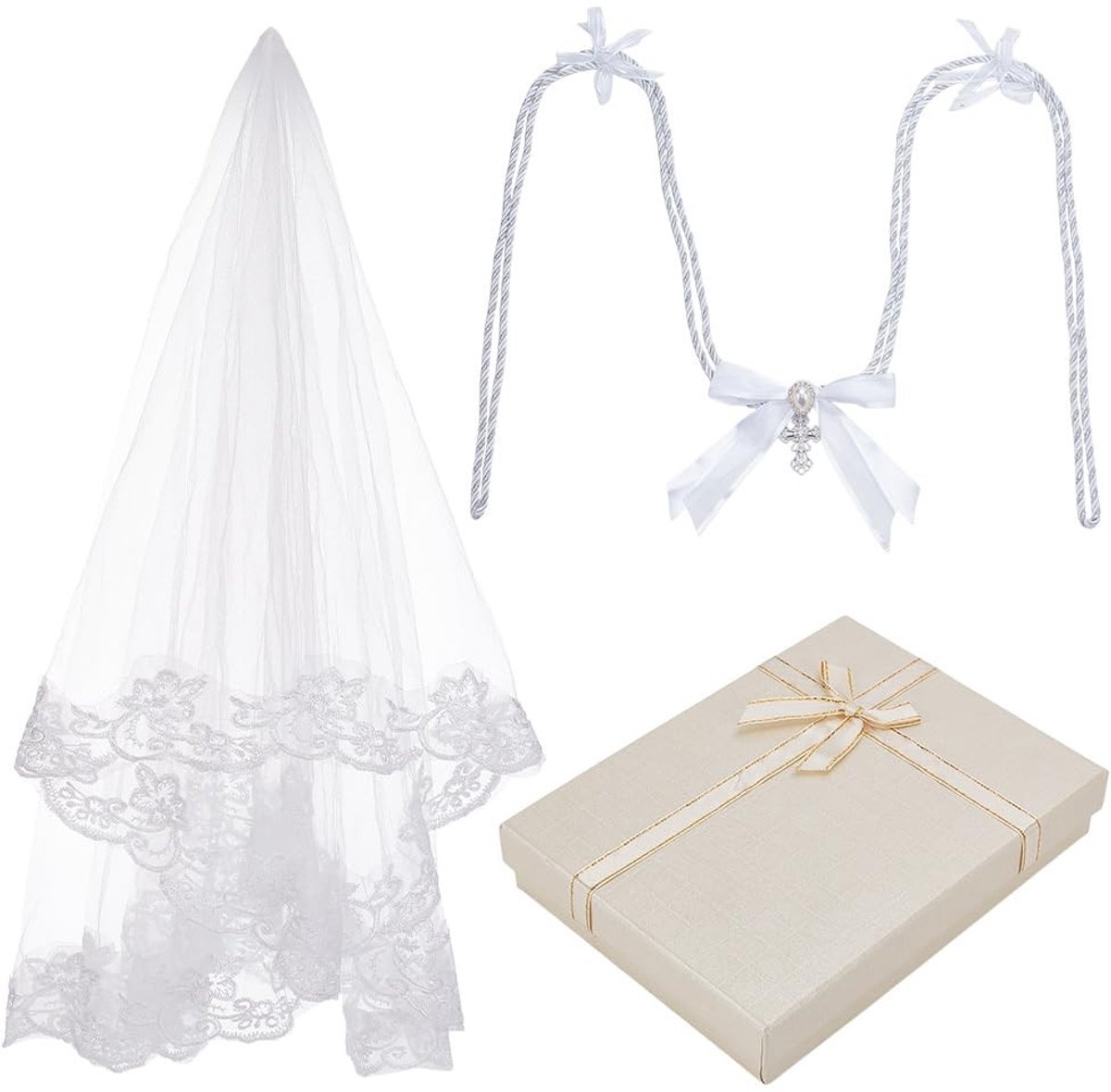 Dailygoods - Bruilofts Sluier en Koord met Geschenkdoos