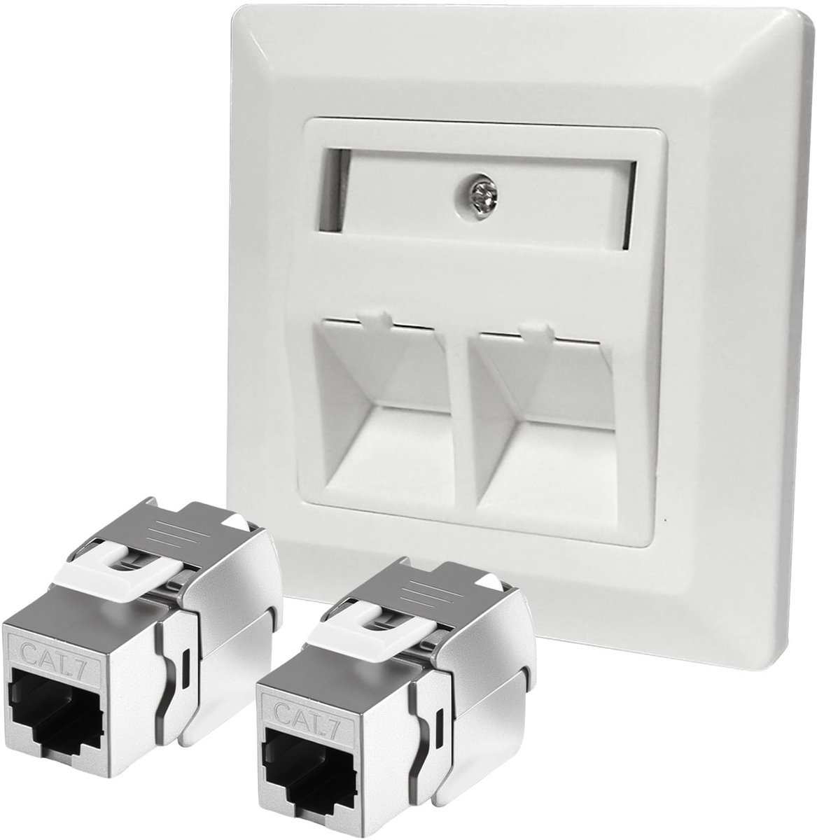 Dailygoods - 2-Poorts CAT 7 Netwerkcontactdoos met Keystone RJ45 Module