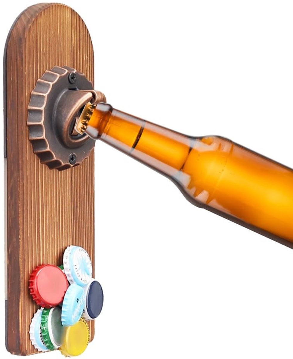 Dailygoods - Wandgemonteerde Bierflesopener met Magnetische Dopvanger