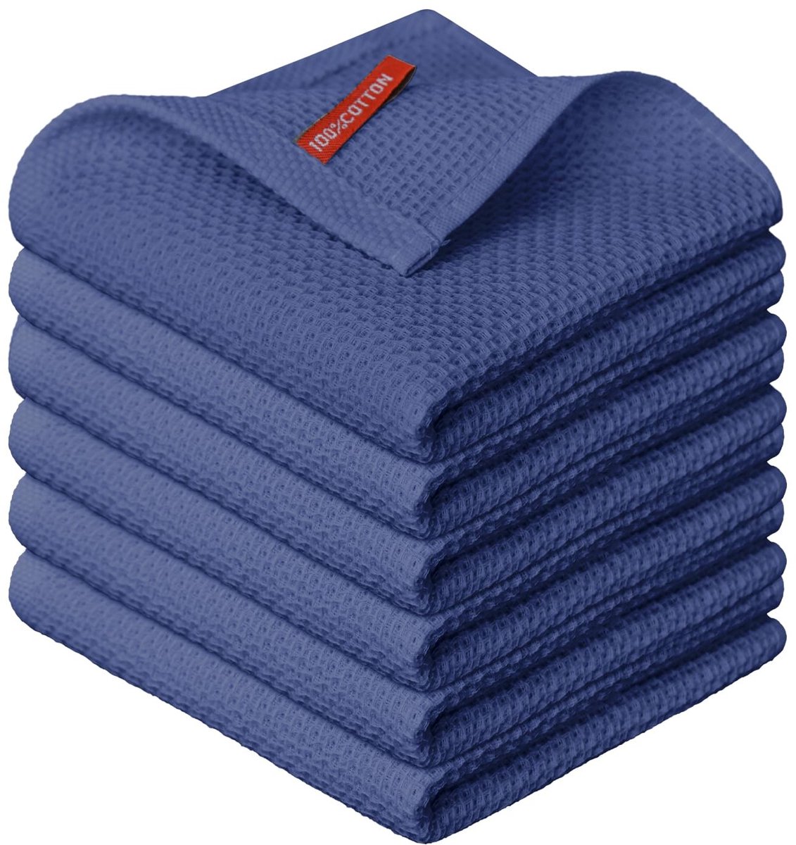 Dailygoods - Set van 6 Donkerblauwe Katoenen Keukenhanddoeken