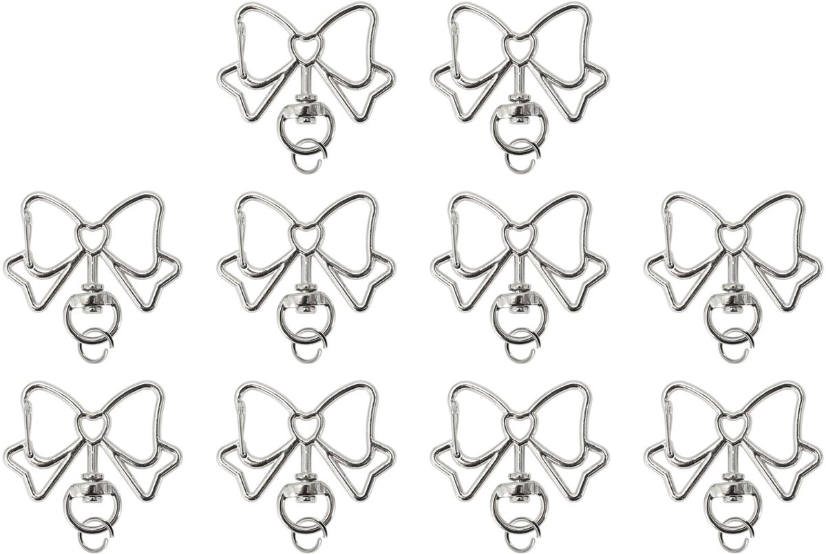 Dailygoods - Set van 10 Sleutelhangers met Strik en Karabijnhaak