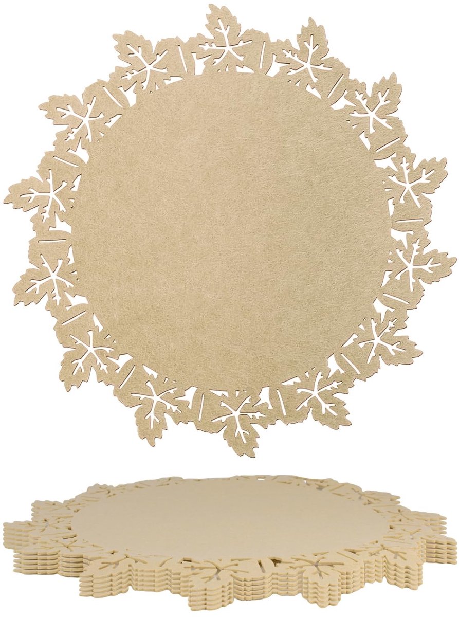Dailygoods - Set van 6 Beige Vilten Placemats voor Tafel