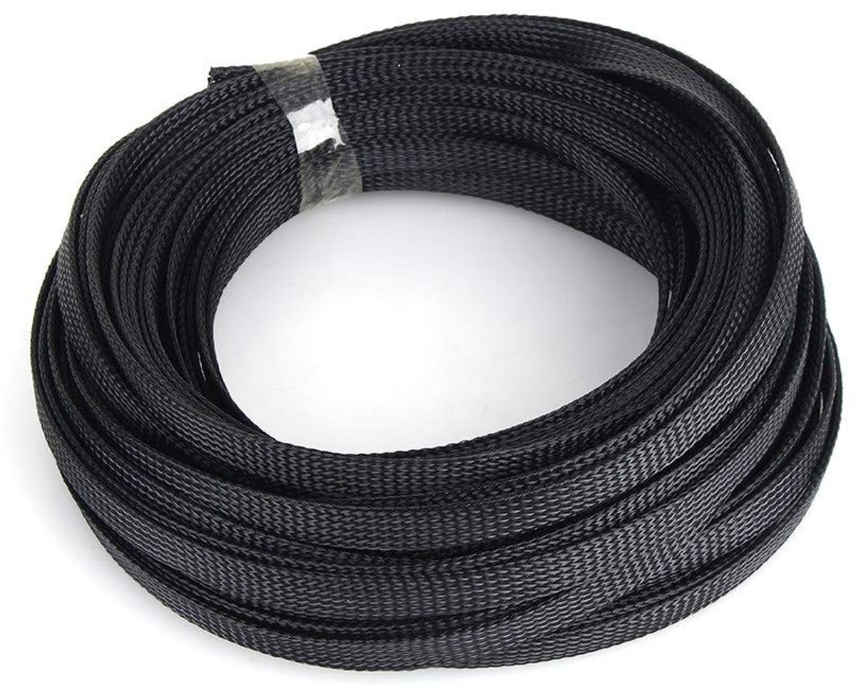 Dailygoods - Gevlochten Kabelhuls Zwart 10 mm, 10 m