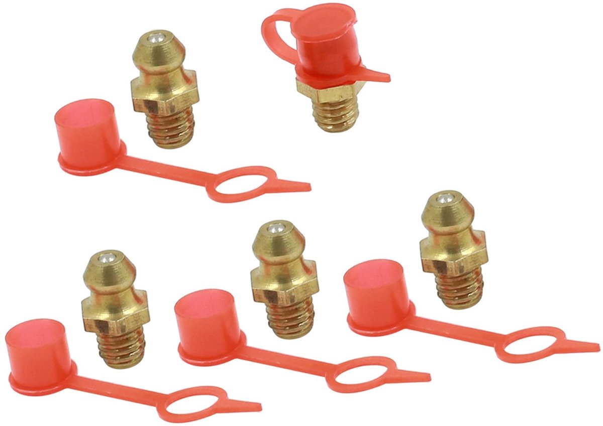 Dailygoods - Messing Vetnippelschroefverbindingen met Rode Stofkap (Set van 5)