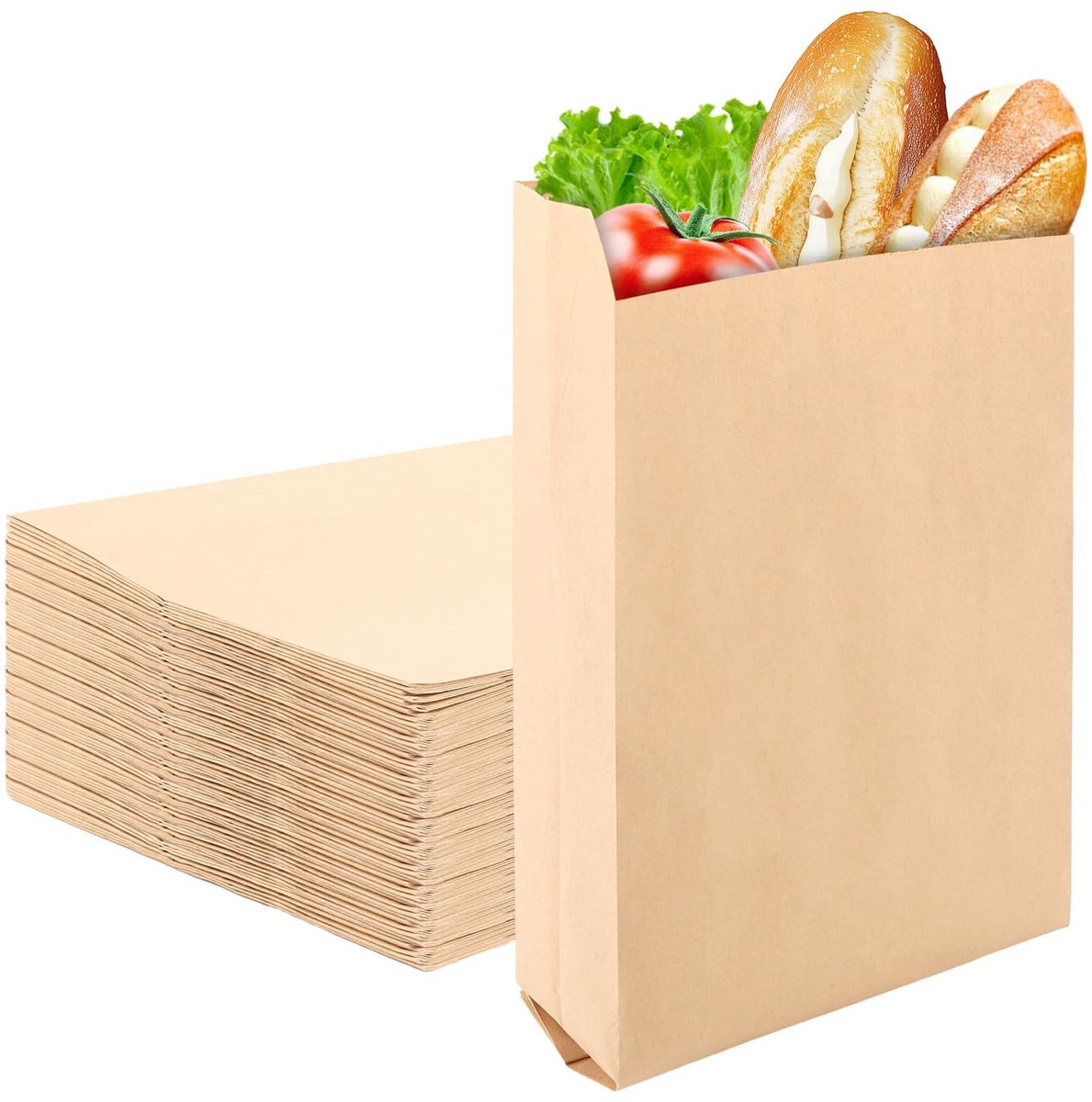 Dailygoods - 150 Stuks Bruine Papieren Zakjes, 28 x 18 x 6 cm