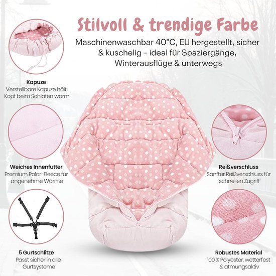 Voetenzak Kinderwagen - Baby Dekje - Baby Warm Houden - Antislip Materiaal - 85 x 45 cm - Roze Stippen — afbeelding 2