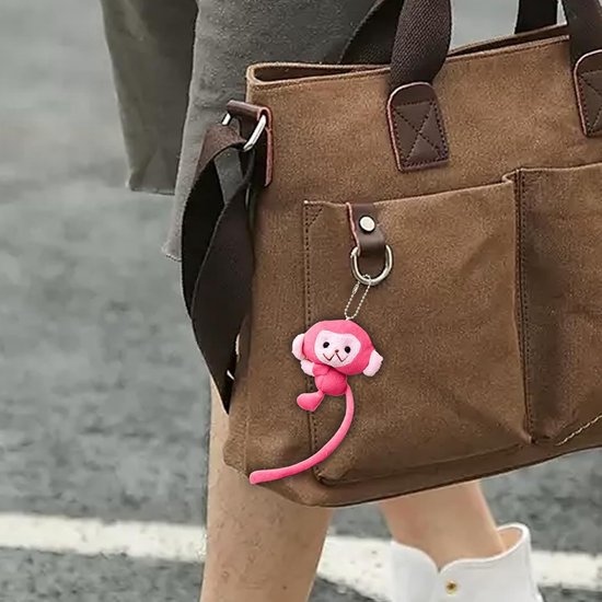 Plush Monkey Keychain, Soft Cartoon Animal Toy, Decorative Creative Accessory, Cute Mini Doll, Car Key Holder, Kids Gift, Boy Girl, Cute Plush Toys, Cute Toys — afbeelding 3