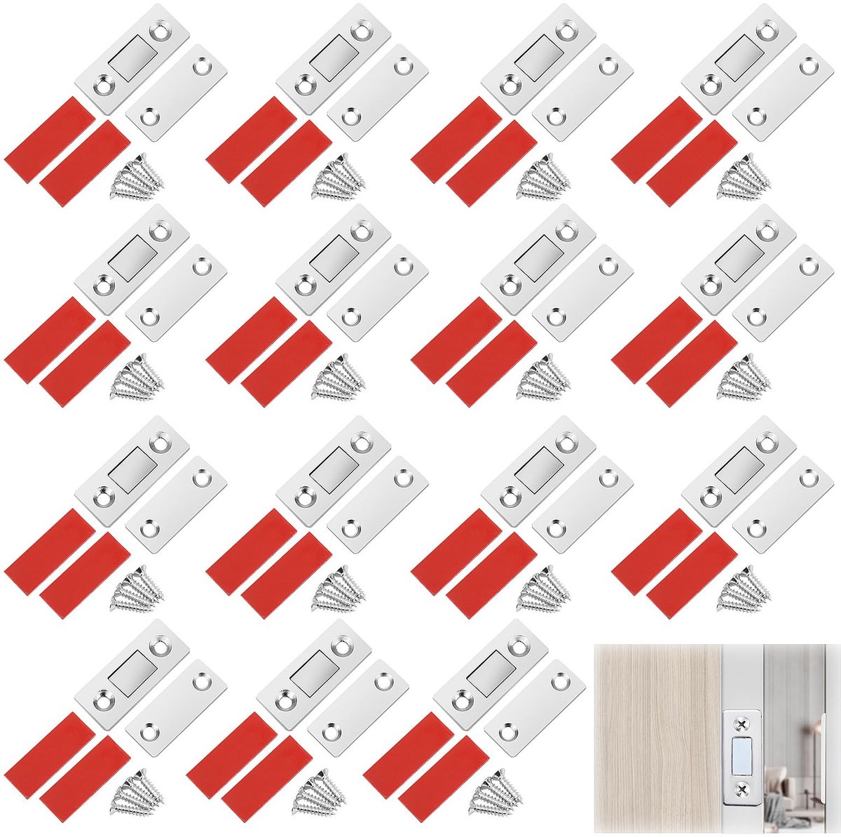 Dailygoods - Dailygoody - Magneten voor kastdeuren - Magneetsnappers - Zelfklevende deurmagneet - Zilverkleurig - Kastmagneten - Deursluiter voor meubels - Ge