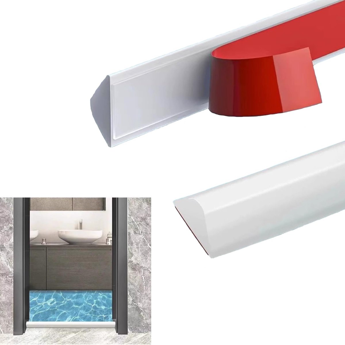 Dailygoods - Dailygoody - Vloerbarrière - Waterdichte afdichting - Siliconen - Wit - Douchewaterblokkering - Ideaal voor keuken en badkamer