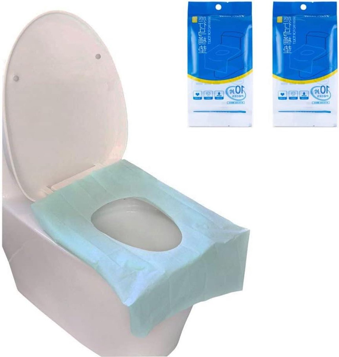 Wegwerp toiletkussens - Toiletmatten - Reizen en onderweg - Extra groot en waterdicht - 20 stuks - Blauw