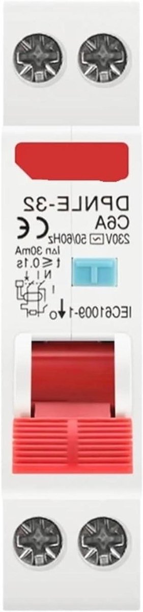 Aardlekautomaat - Stroomonderbreker - Elektrische Beveiliging - Overstroomlekbeveiliging - 35mm DIN-rail - Grijs