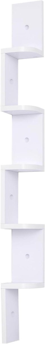Wandrek Zigzag - Hoekplank - Decoratief Opbergen - Vijf Vakken - 120 cm Hoog - Wit