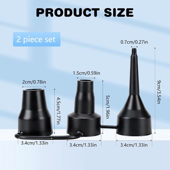 Luchtpomp Adapter Set - Ventiel Converter - Watersport Accessoires - 3 Maten Inbegrepen - 3 Stuks - Zwart — afbeelding 4