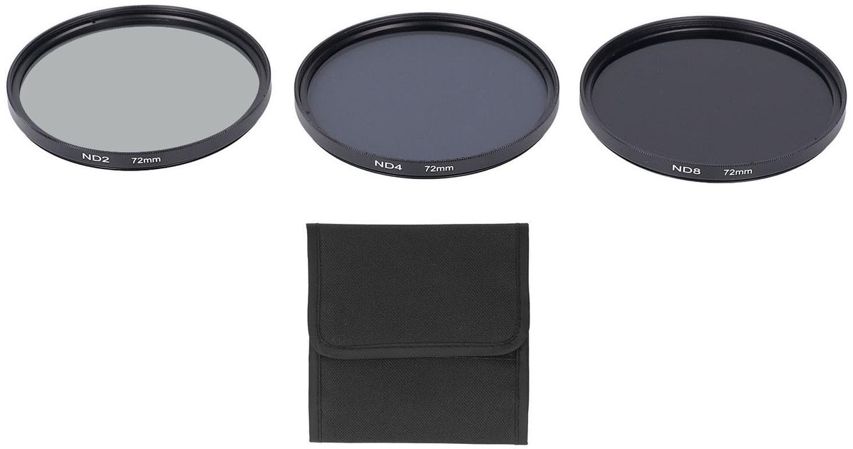 Dailygoods - Dailygoody - ND-filterset - ND2 ND4 ND8 - HD Meerlaagse Coating - 72 mm - Anti-overbelichting Cameralensfilter - Geschikt voor Fotografie