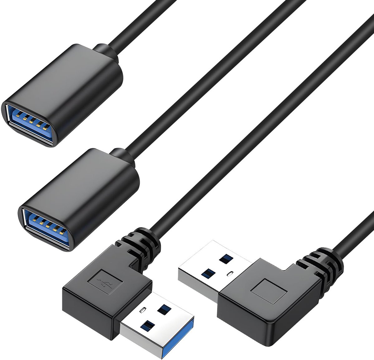 Dailygoods - 2 Stuks Korte USB 3.0 Verlengkabels met Hoekconnector