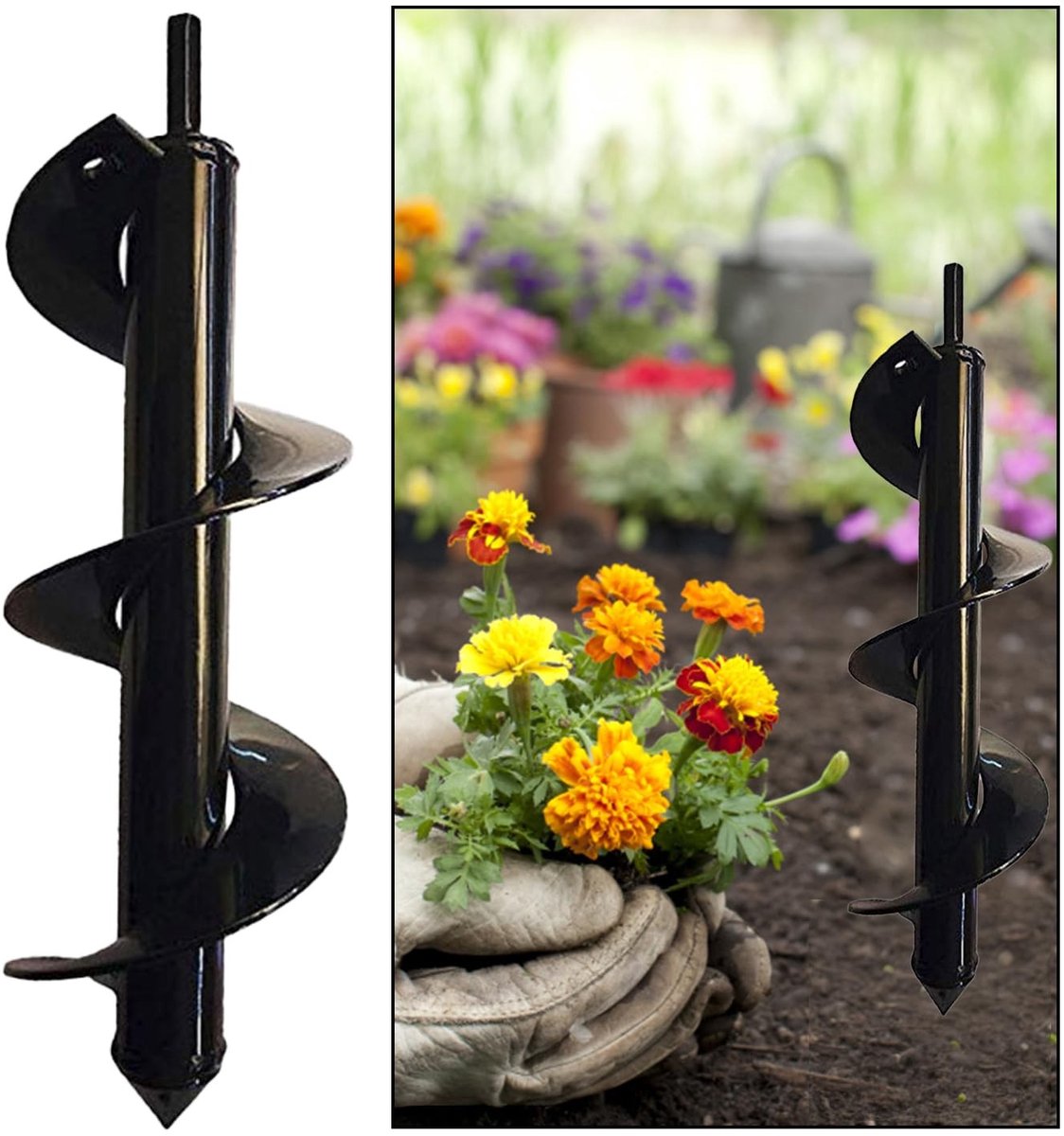 Dailygoods - Dailygoody - Grondboor - Tuinboor - Duurzaam en Betrouwbaar - 31,5 x 9 x 9 cm - Plantenboor - Voor Tuinaanplant en Veldopgraving - 580 g
