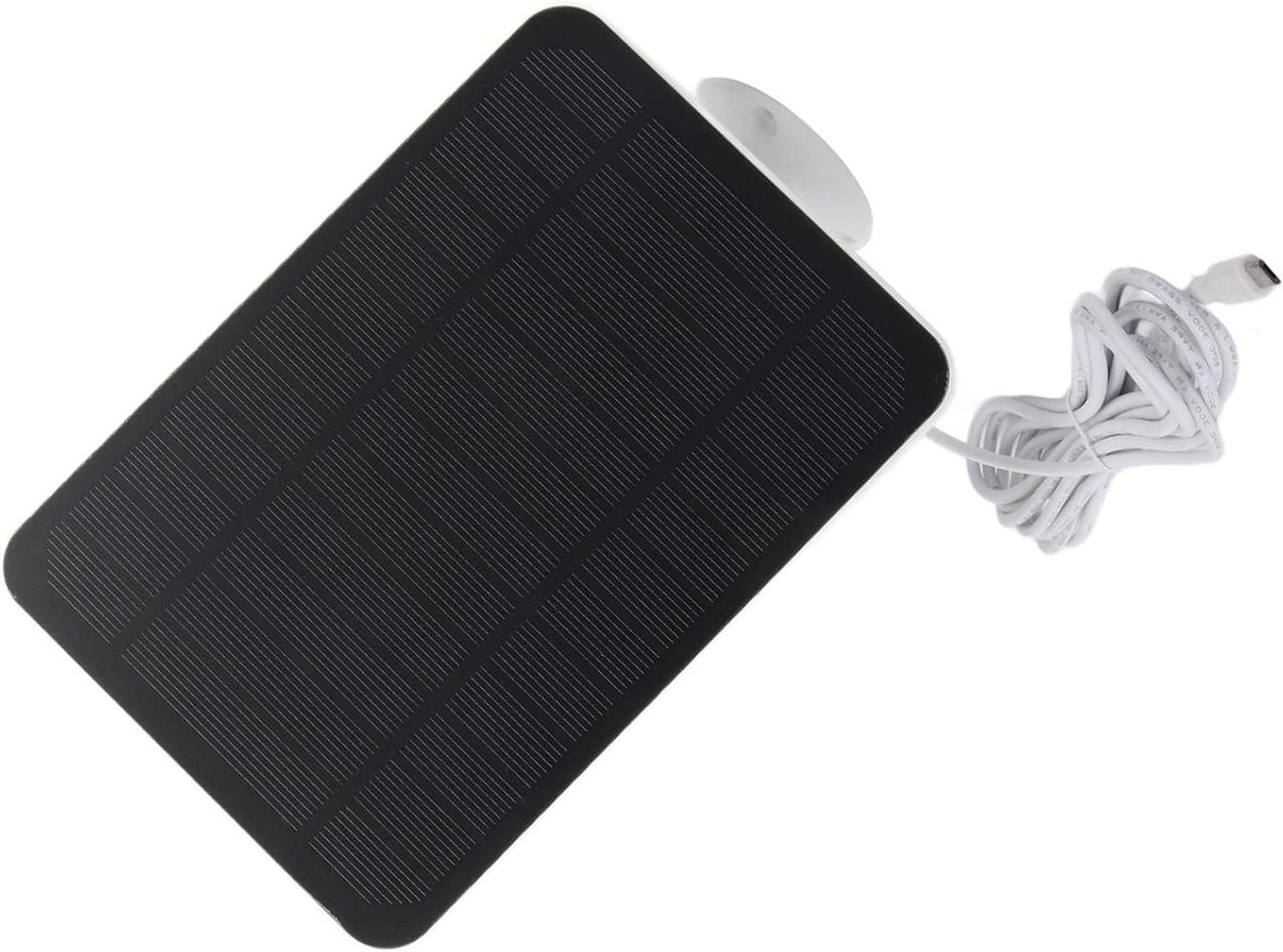 Zonnepaneel oplader - Camera voeding - Veiligheid thuis - 360 graden verstelbaar - 4 Watt - Zwart