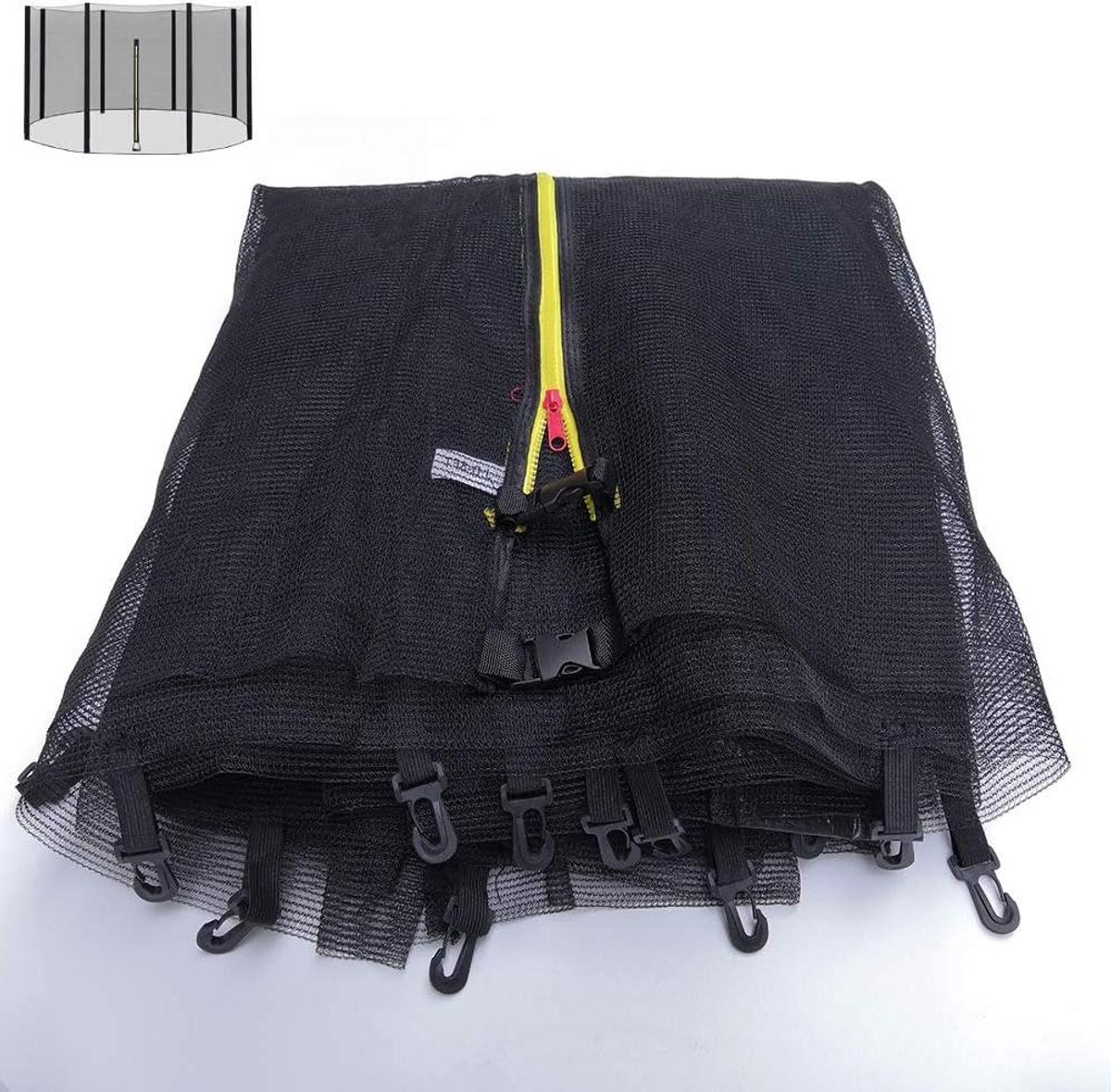 Trampoline Veiligheidsnet - Vervangend Net - Veilig Spelen - Dubbele Sluiting - 24 meter - Zwart