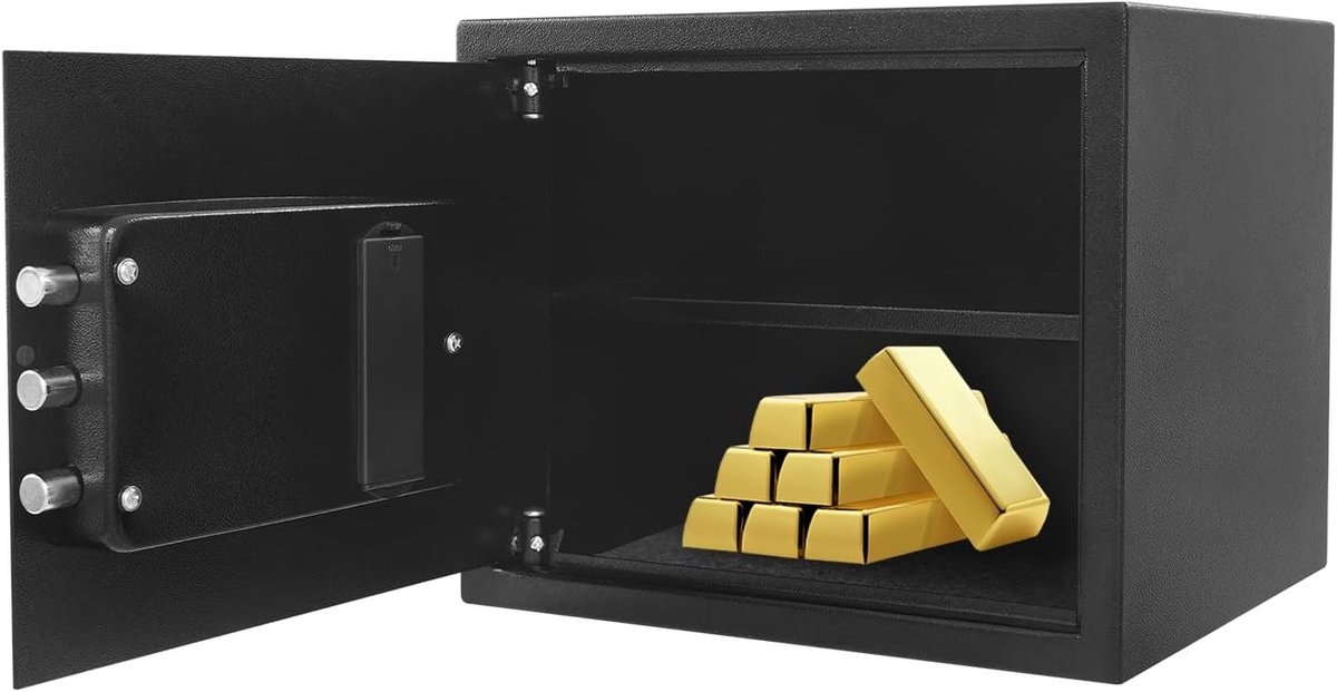 Veilige Mini Kluis 38 x 30 x 30 cm - Brandwerend, Waterdicht, Ideaal voor Thuisgebruik en Opslag van Waardevolle Spullen