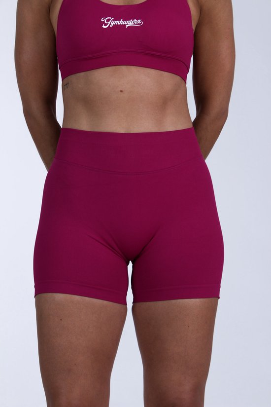 Gymhunterz Sport Short - Scrunch Short Dames - Sportbroek - High Waist - Kleur Magenta Pink - Maat M van Gymhunterz — afbeelding 3