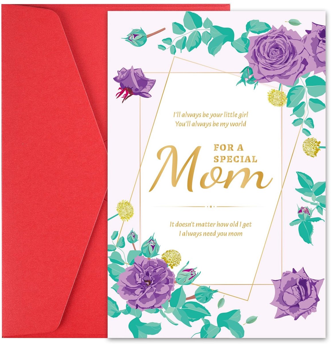 Dailygoods - Dailygoody - Moederdagkaart met Envelop - Altijd Jouw Kleine Meisje - Perfect voor Moeder en Vrouw - Verjaardag en Valentijnsdag - Persoonlijke boodsc