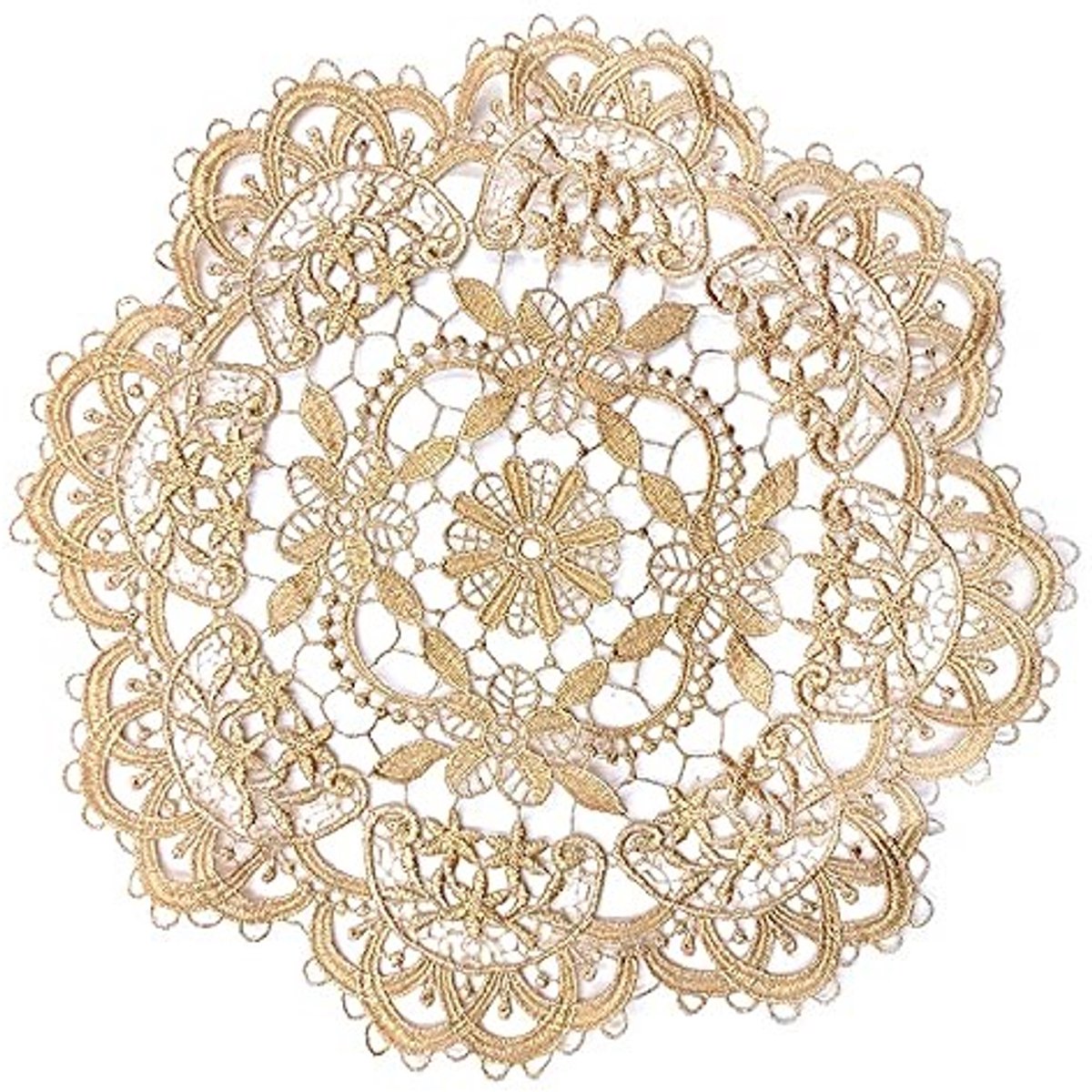 Dailygoods - Set van 4 Ronde Geborduurde Tafelmatten 26-28 cm voor Decoratie