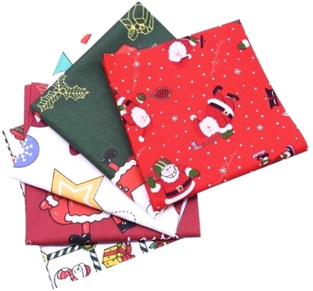 Dailygoods - 5 Stuks Decoratieve Kerststof voor Quilten en Knutselen
