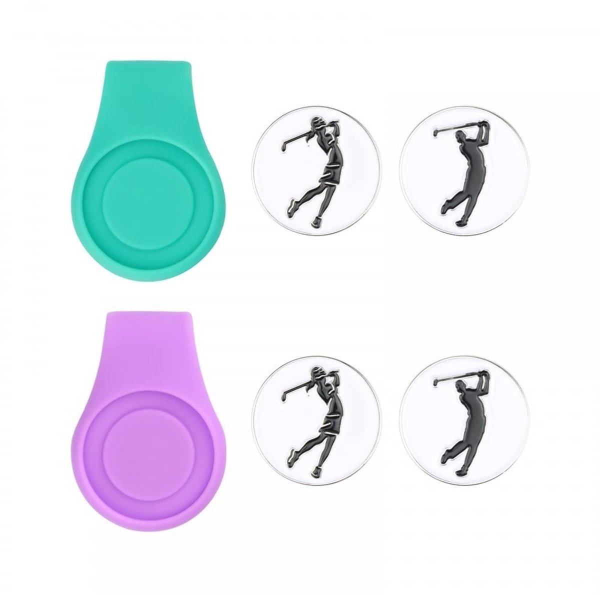 Dailygoods - Golfbalmarkeerders met Magnetische Hoedclipset, 6 stuks