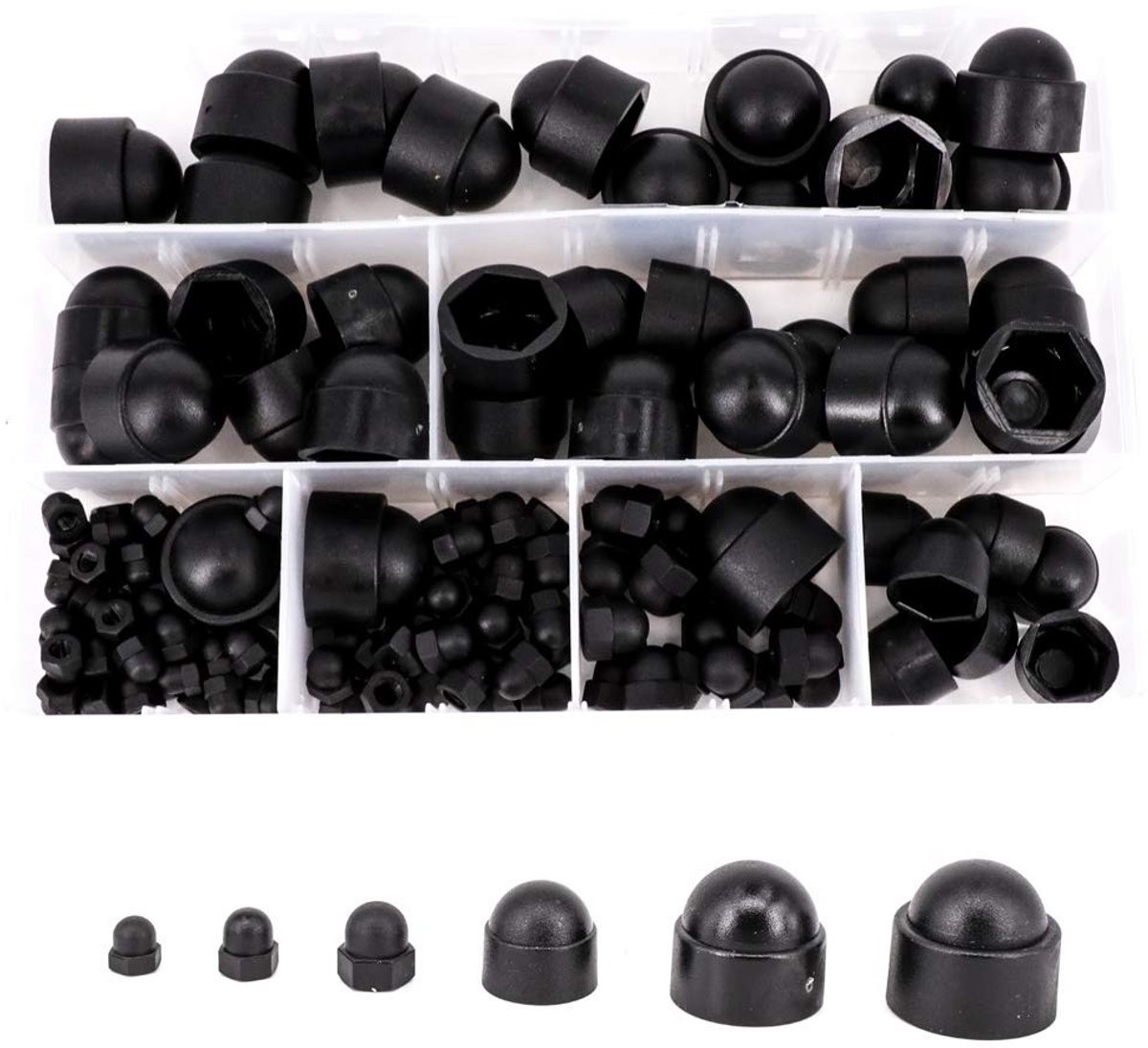 Dailygoods - Set van 145 Zeskantmoeren en Boutafdekkingen van Nylon