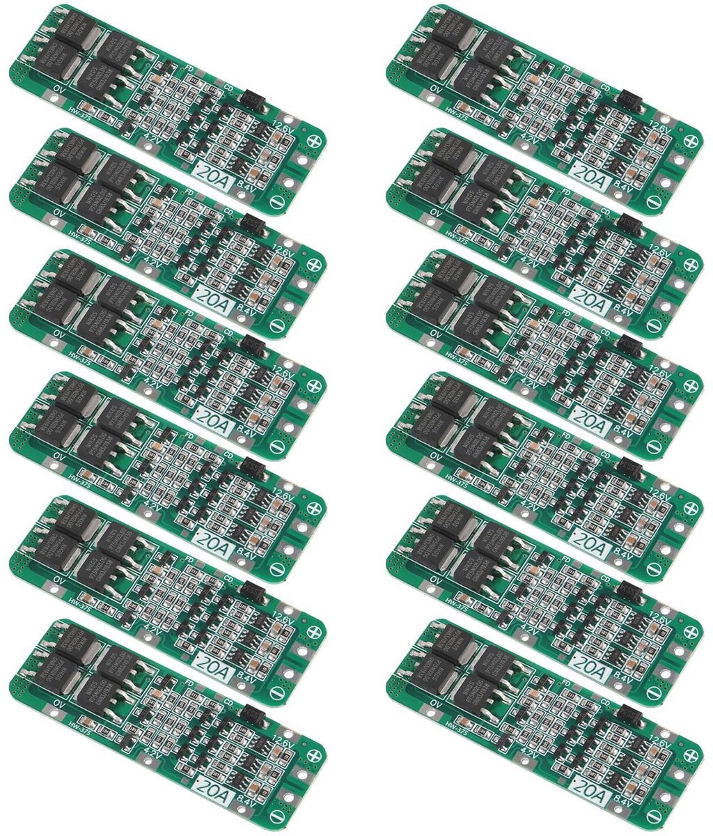 Dailygoods - 12 Stuks 3S 20A Lithium BMS Batterijbeschermingskaart