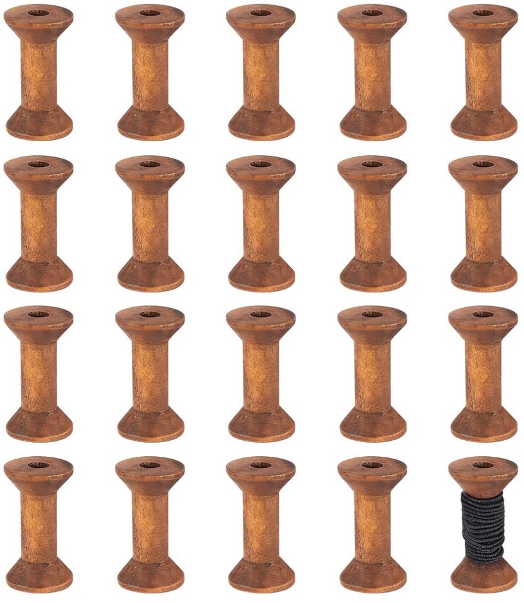 Dailygoods - Set van 20 Antieke Houten Lege Spoelen voor DIY Projecten