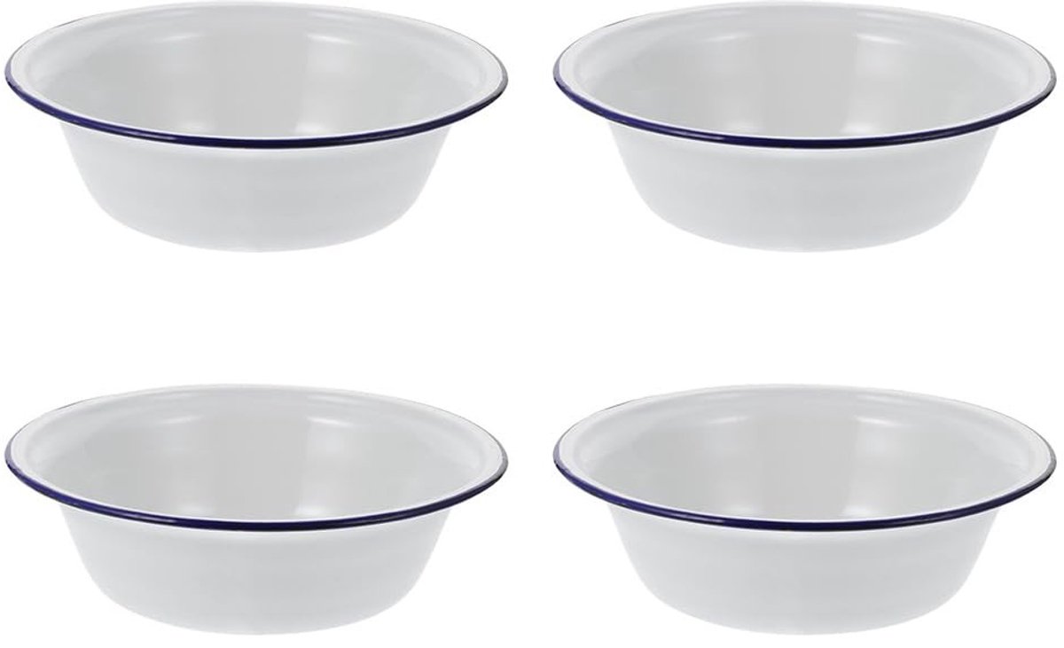Dailygoods - Cosensi - Dailygoods - Set van 4 Witte Emaille Schalen, 20 cm