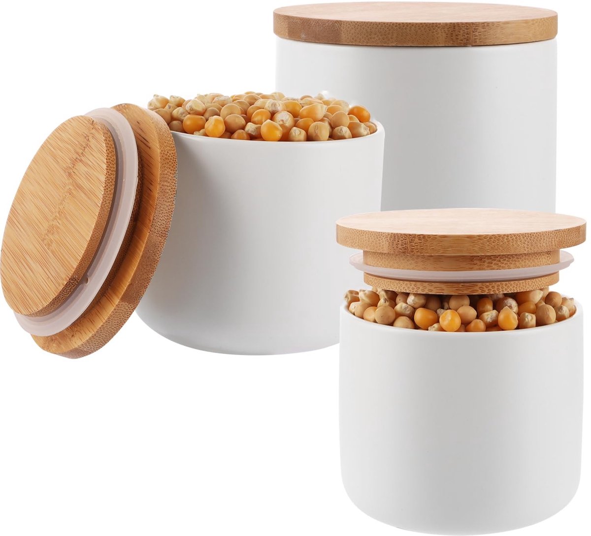 Dailygoods - Set van 3 Keramische Potjes met Deksel (260 ml)