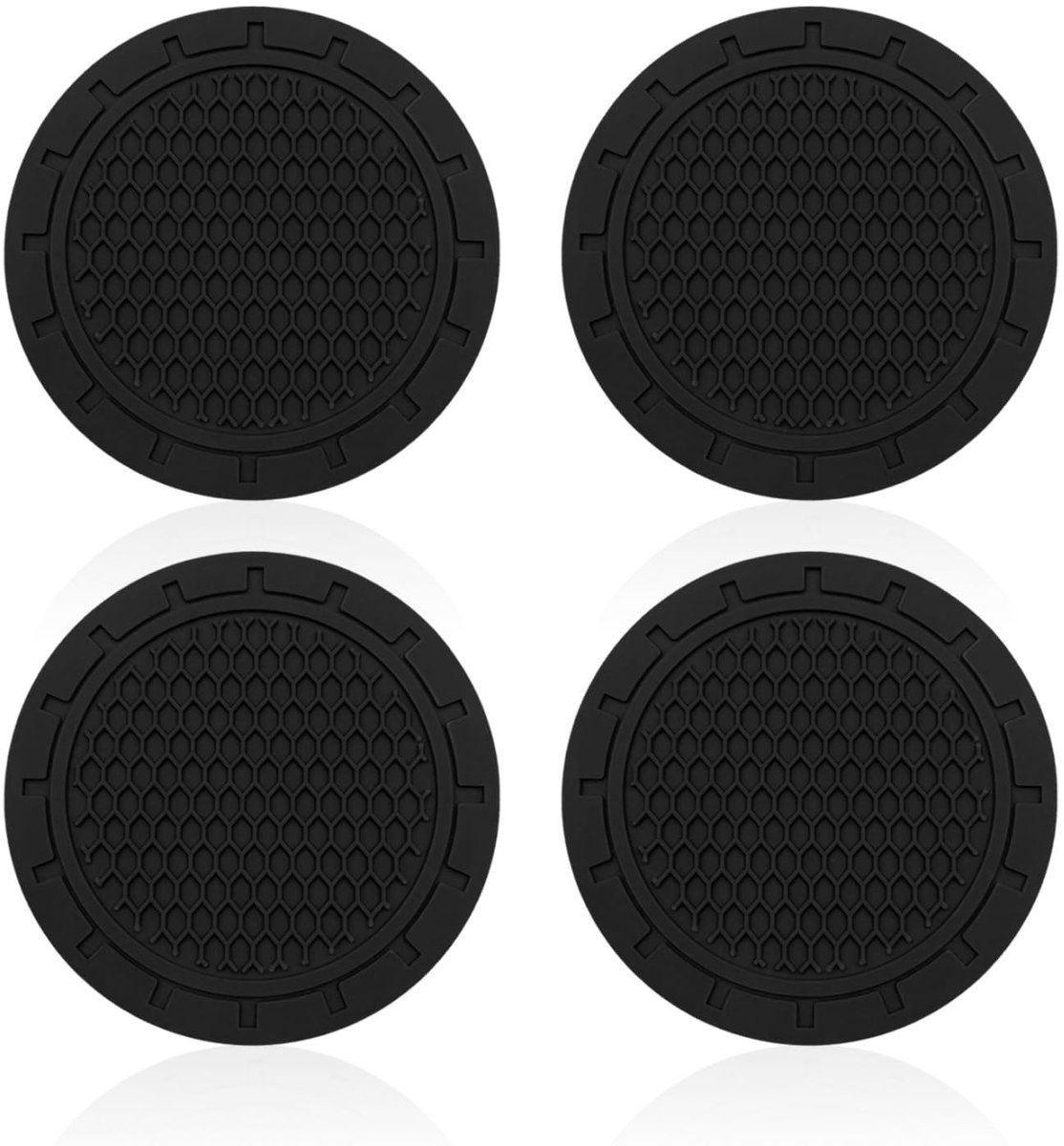 Dailygoods - Cosensi - Dailygoods - Set van 4 Zwarte Auto Onderzetters voor Bekerhouders
