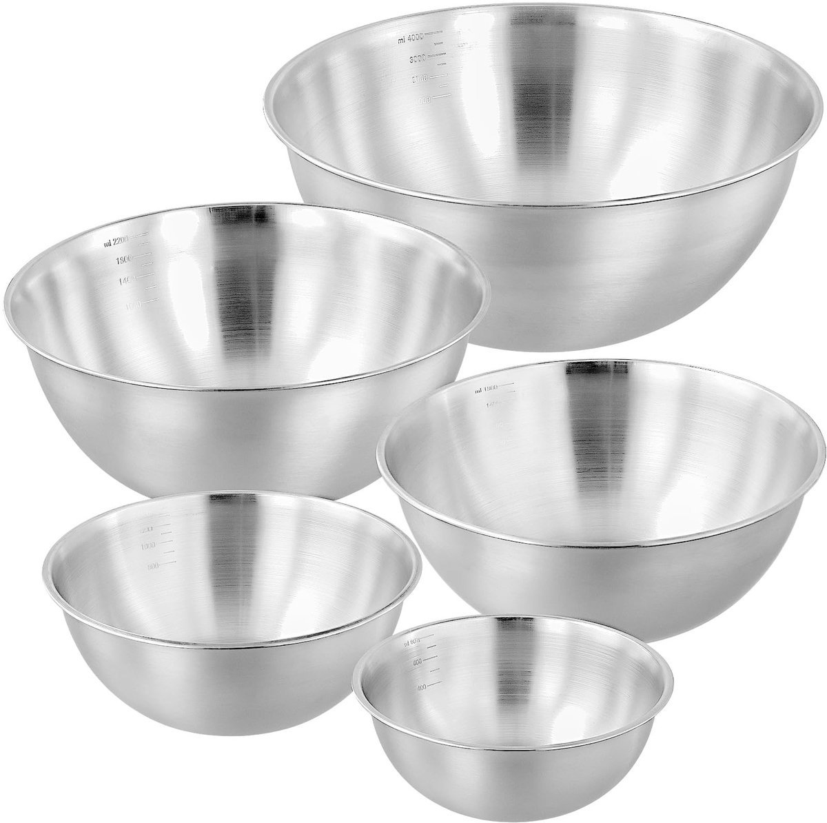Dailygoods - Dailygoody - Set van 5 Roestvrijstalen Kommen - Mengkommen voor Serveren - 5 Maten - Vaatwasserbestendig - Geschikt voor Dips en Snacks - Ideaal voor