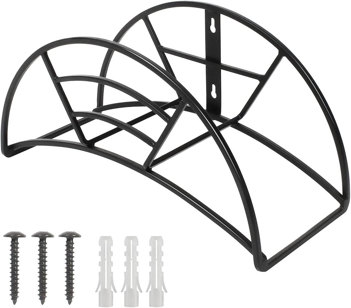 Wandslanghouder - Slangrek Slangopberger - Tuinslang Opbergen - Stabiele Koolstofstaal Constructie - 16 x 13 x 16 cm - Zwart