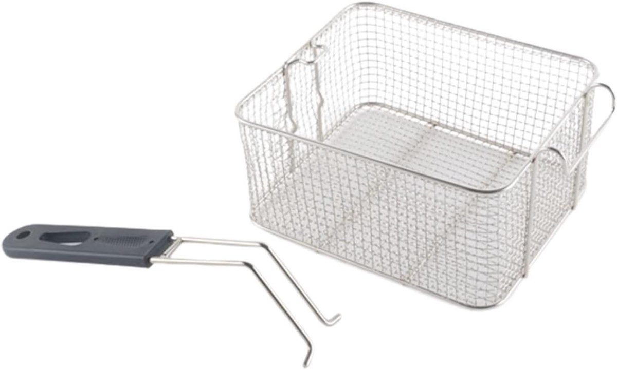 Frietmand RVS - Keuken Zeef - Snacks Bereiden - Afneembaar Handvat - 21x18.5x11cm - Zilver